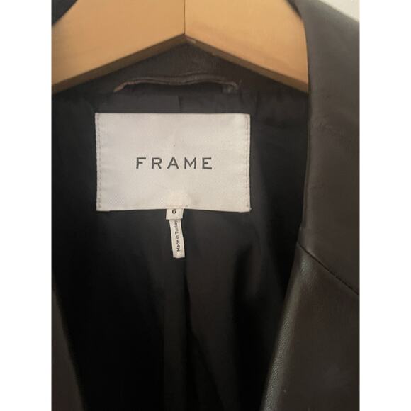 Frame Femme Leather Blazer Jacket Size 6 Espresso Brown $1398 - Picture 8 of 10